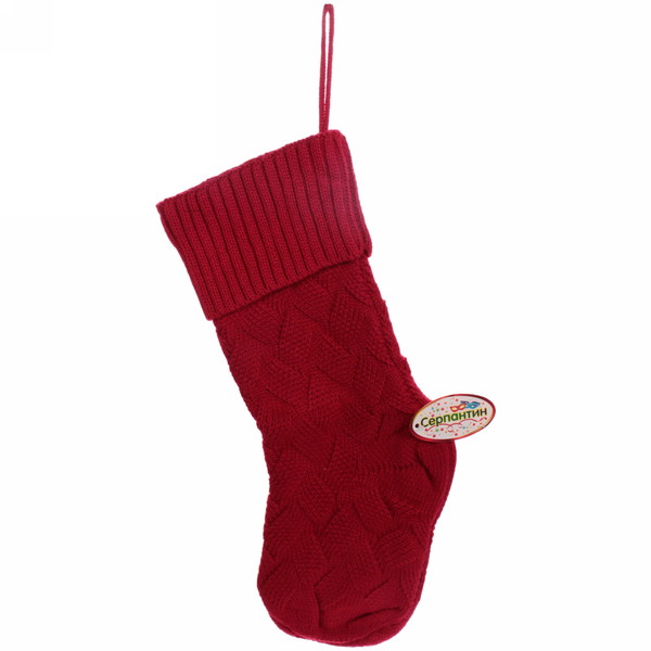 Носок новогодний Серпантин Вязаное чудо 774-106 красный 16х35х43 см