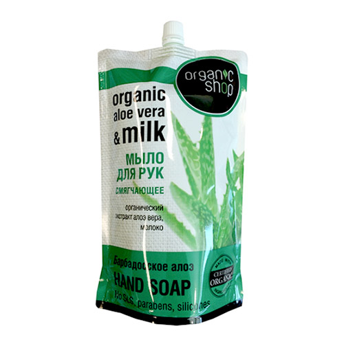 Мыло Organic Shop Doypack жидкое Барбадосское алоэ 500 мл consly мыло увлажняющее с экстрактом алоэ aloe cleansing soap