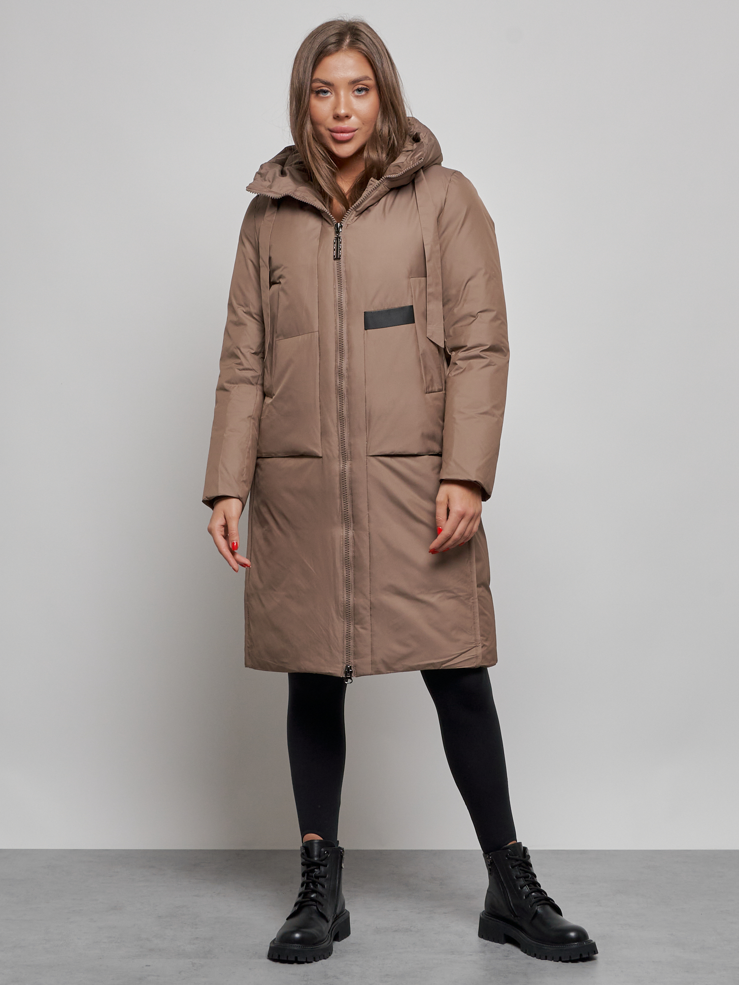 Пальто женское MTFORCE 52359 коричневое XL