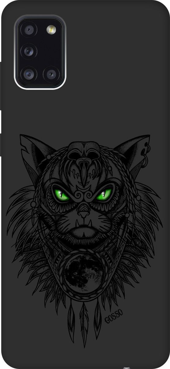 

Матовый чехол на Samsung Galaxy A31 "Shaman Cat" черный, Черный;зеленый, 235