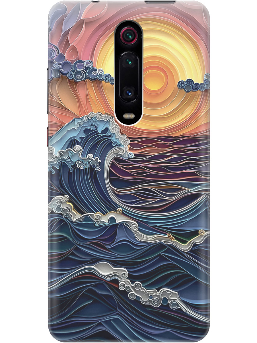 

Силиконовый чехол на Xiaomi Mi 9T/Mi 9T Pro/K20/K20 Pro с принтом "Волны на закате", Прозрачный;оранжевый;синий, 721421610
