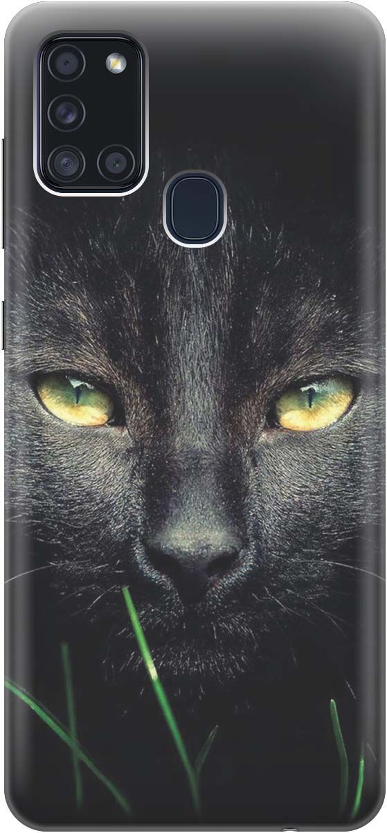 

Силиконовый чехол на Samsung Galaxy A21s "Кошка в темноте", Черный, 283