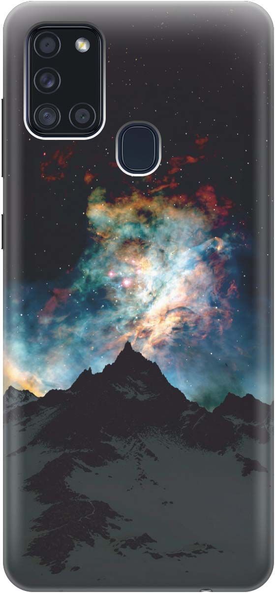 

Силиконовый чехол на Samsung Galaxy A21s "Горы и звезды", Синий;черный, 188