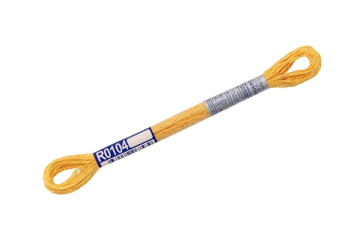 

Нитки для вышивания Gamma мулине, 100% вискоза, 12*8 м, R0104, желтые, Желтый