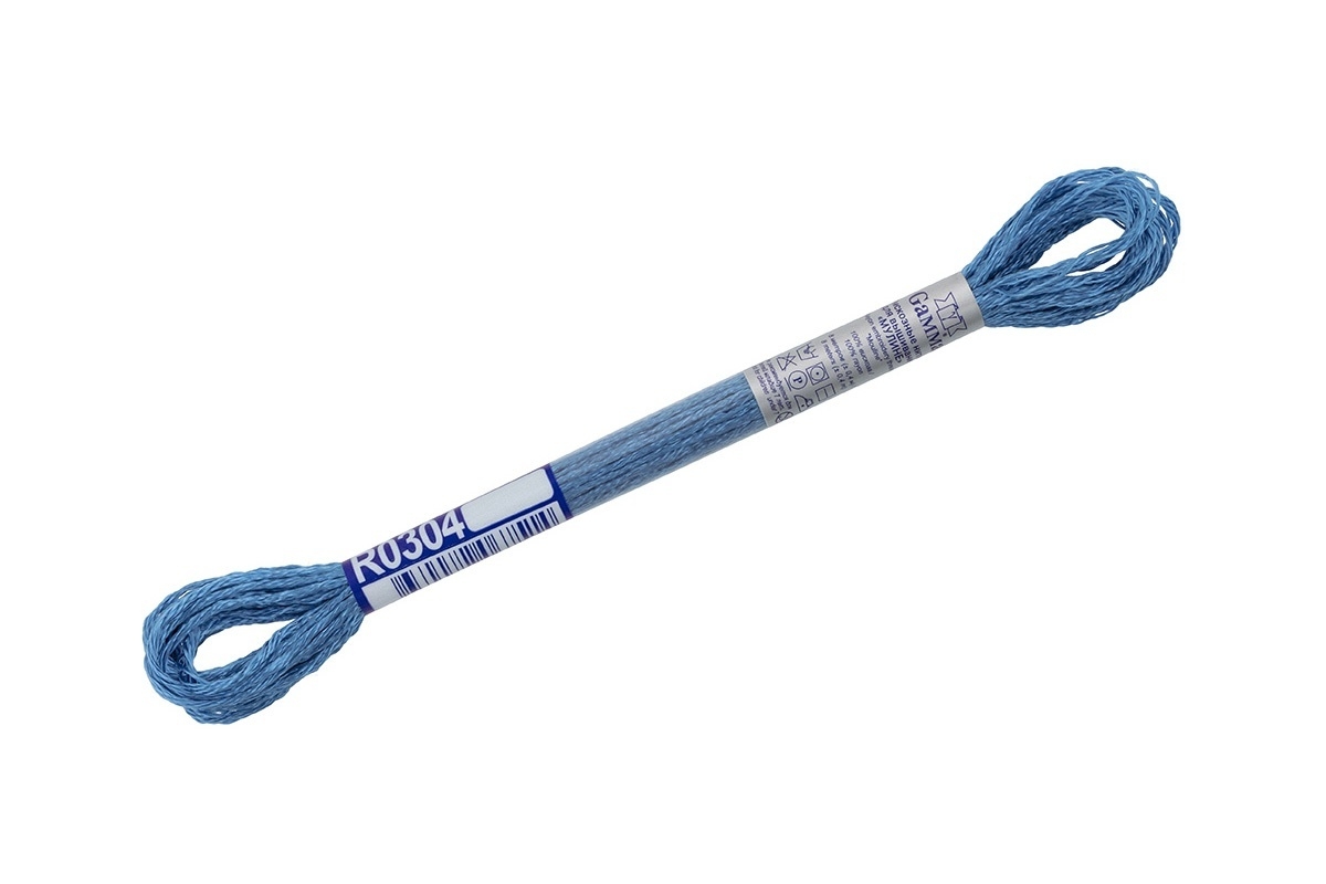 

Нитки для вышивания Gamma мулине, 100% вискоза, 12*8 м, R0304, светло-синие, Синий