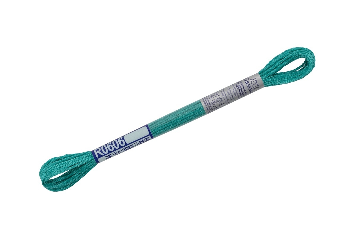 

Нитки для вышивания Gamma мулине, 100% вискоза, 12*8 м, R0606, бирюза, Голубой