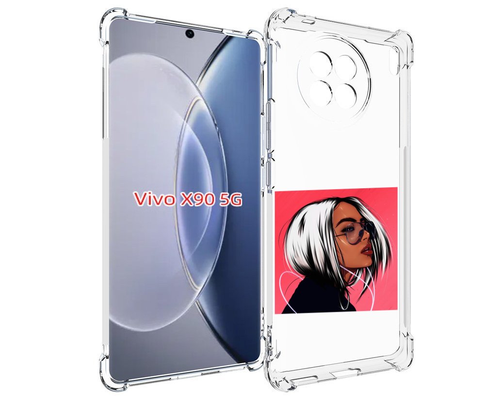Чехол MyPads блондинка-в-прозрачных-очках женский для Vivo X90