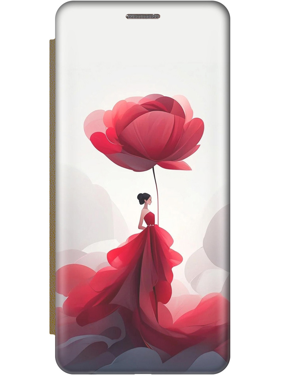 

Чехол-книжка на Samsung Galaxy A23 4G с рисунком "Цветочная девушка в красном" золотой, Белый;красный, 20000720