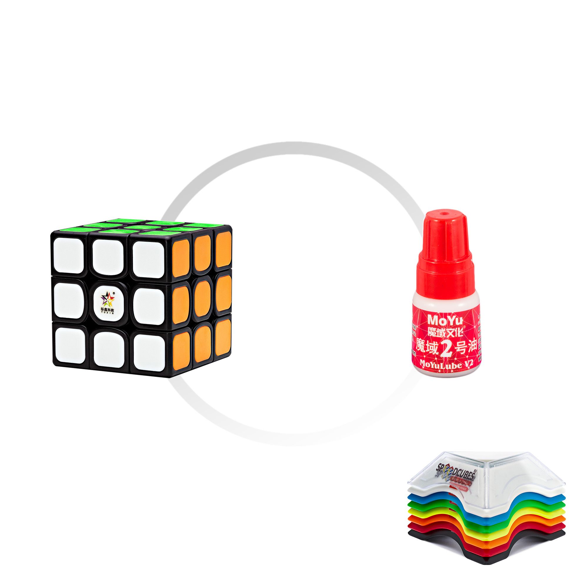 Комплект кубик Рубика скоростной YuXin Kilin Tiled v2 3x3x3 + смазка MoYu Red lube v1 + по