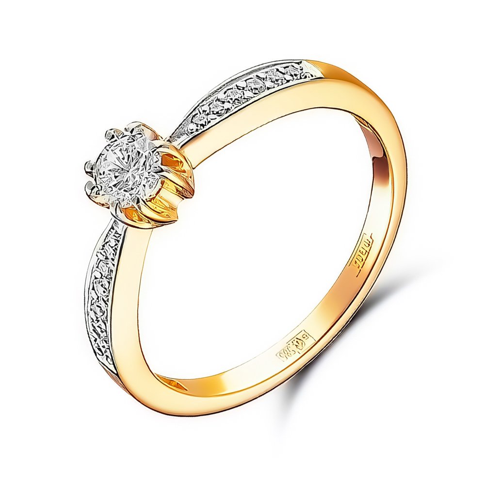 

Кольцо женское из белого золота с бриллиантом 585Gold 101013009, р, 101013009