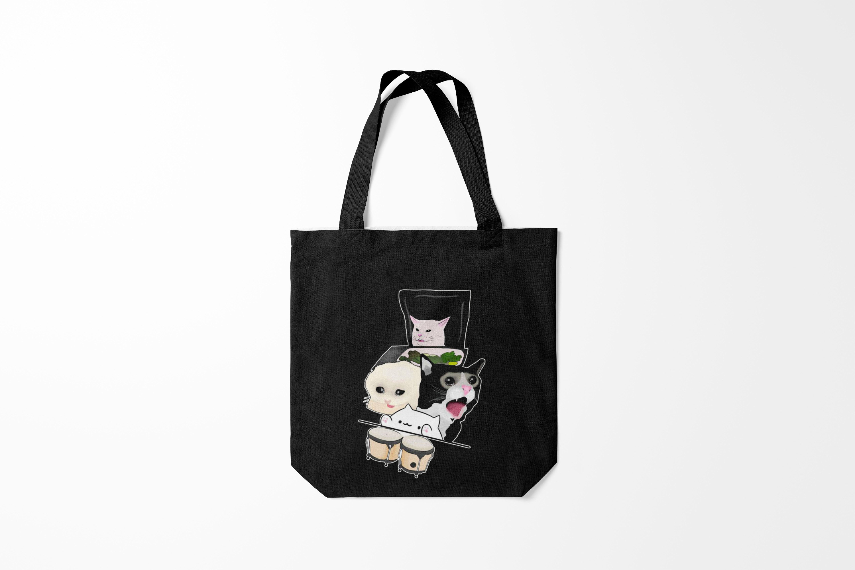 

Сумка шoппер унисекс Burnettie Кот мем woman yelling at cat, голубой, Кот мем woman yelling at cat