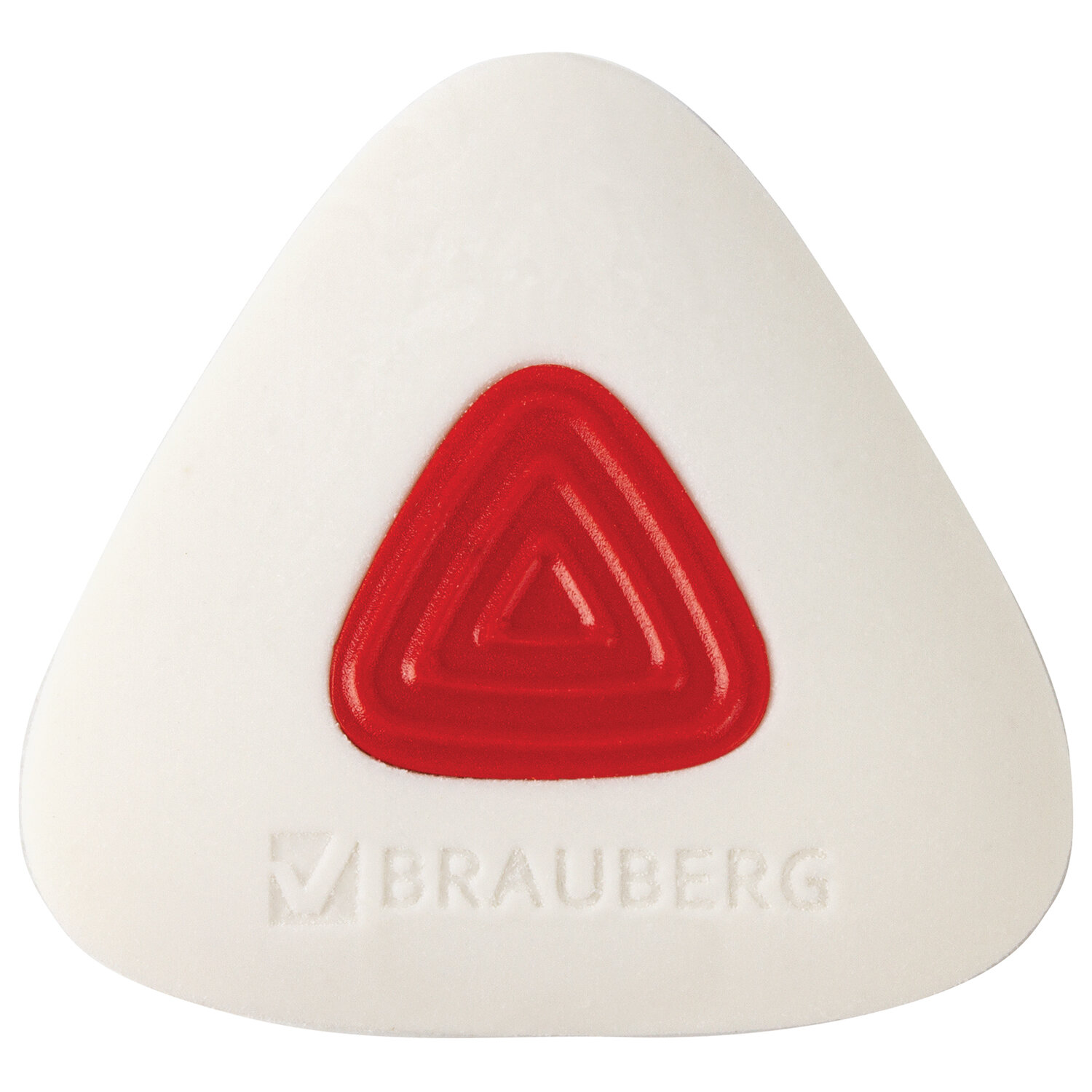 Ластик BRAUBERG Trios PRO 36х36х9 мм белый треугольный красный пластиковый держатель