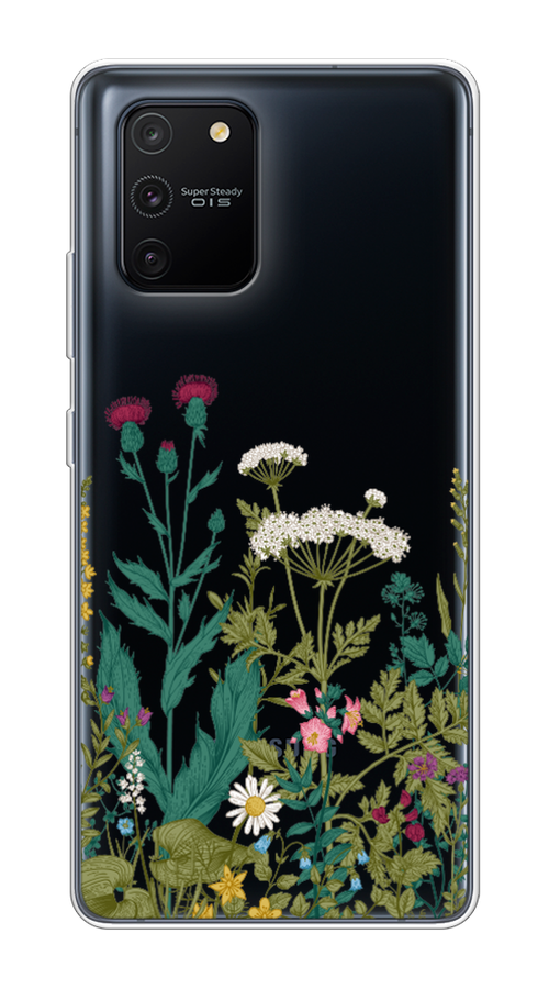 

Чехол на Samsung Galaxy A91 "Дикие полевые цветы", Зеленый;розовый;белый, 29950-2