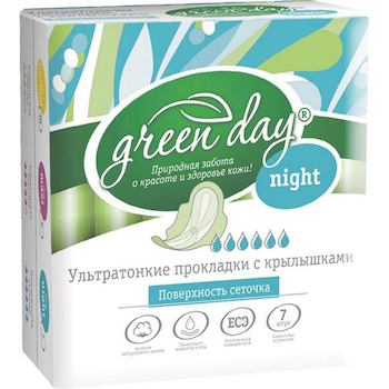 фото Прокладки green day, ultra night dry intimate, 7 шт