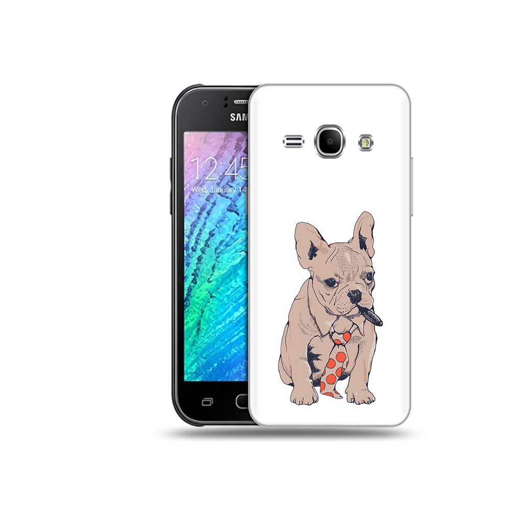 

Чехол MyPads Tocco для Samsung Galaxy J1 бульдог с сигарой (PT26162.569.250), Прозрачный, Tocco