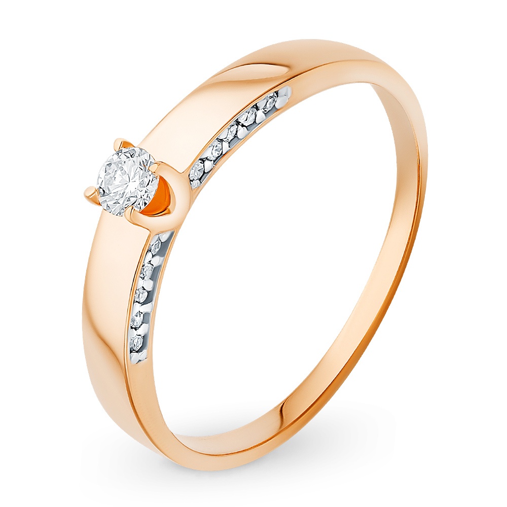 

Кольцо женское из красного золота с бриллиантом 585Gold 101014478, р, 101014478