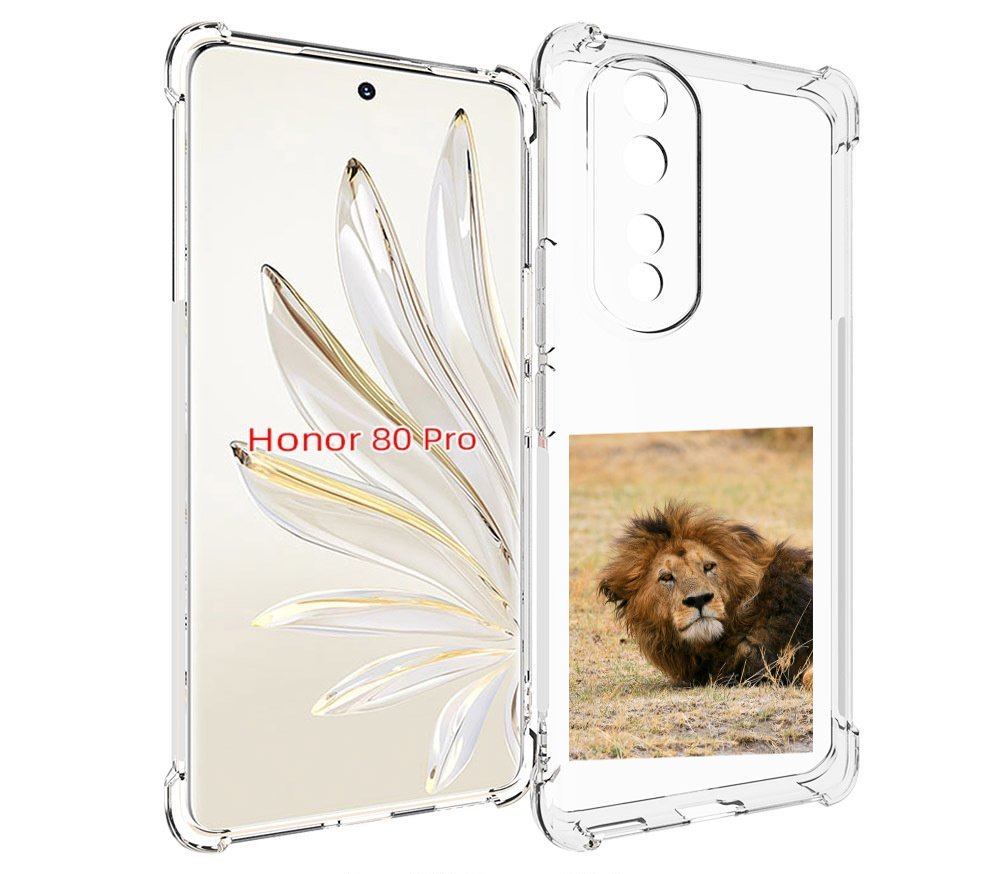 

Чехол MyPads Лев-лежит мужской для Honor 80 Pro, Прозрачный, Tocco