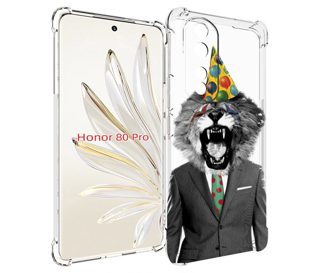 Чехол MyPads Лев в галстуке для Honor 80 Pro