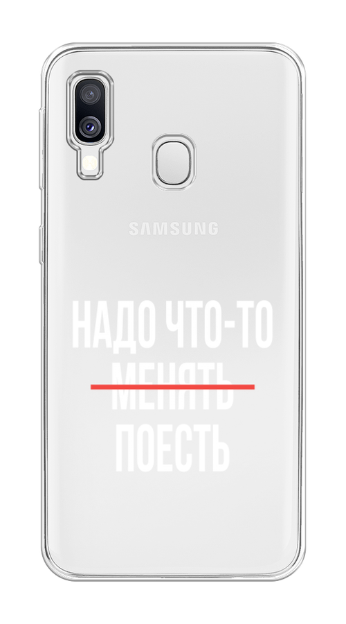 

Чехол на Samsung Galaxy A40 "Надо что-то поесть", Белый;красный, 28050-6