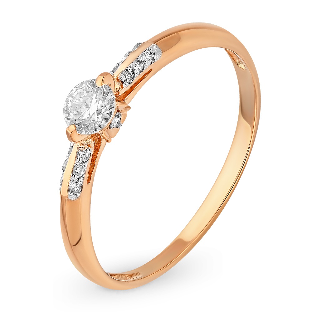 

Кольцо женское из красного золота с бриллиантом 585Gold 101012941, р, 101012941