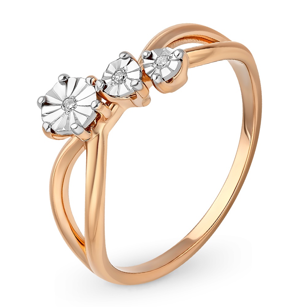 

Кольцо женское из красного золота с бриллиантом 585Gold 101012860, р, 101012860