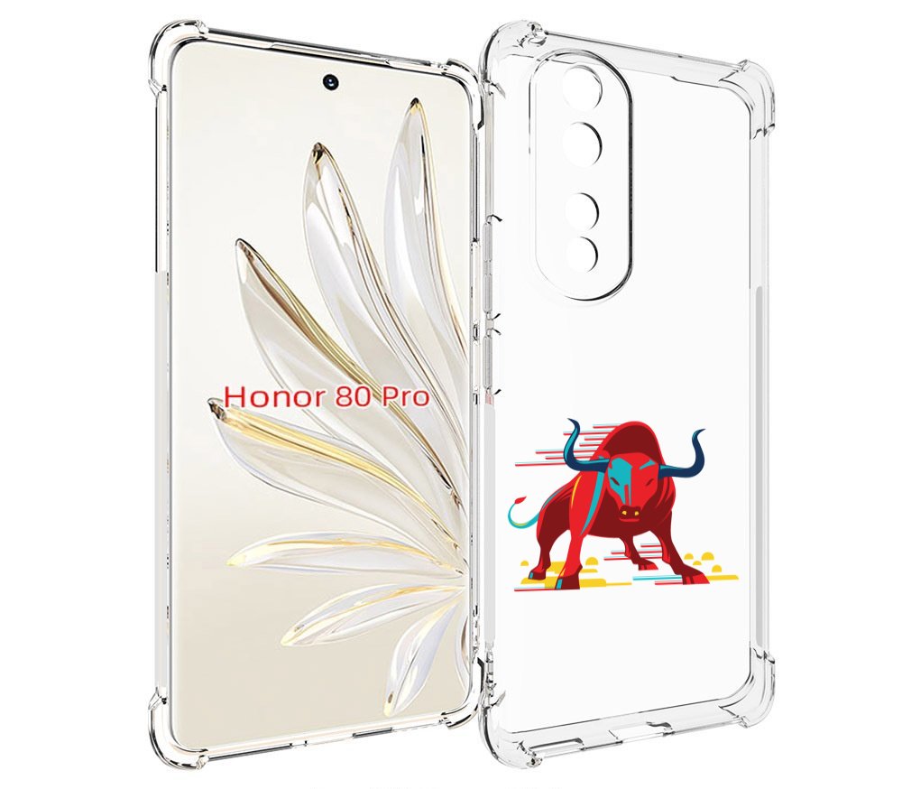 

Чехол MyPads Красный-бык для Honor 80 Pro, Прозрачный, Tocco