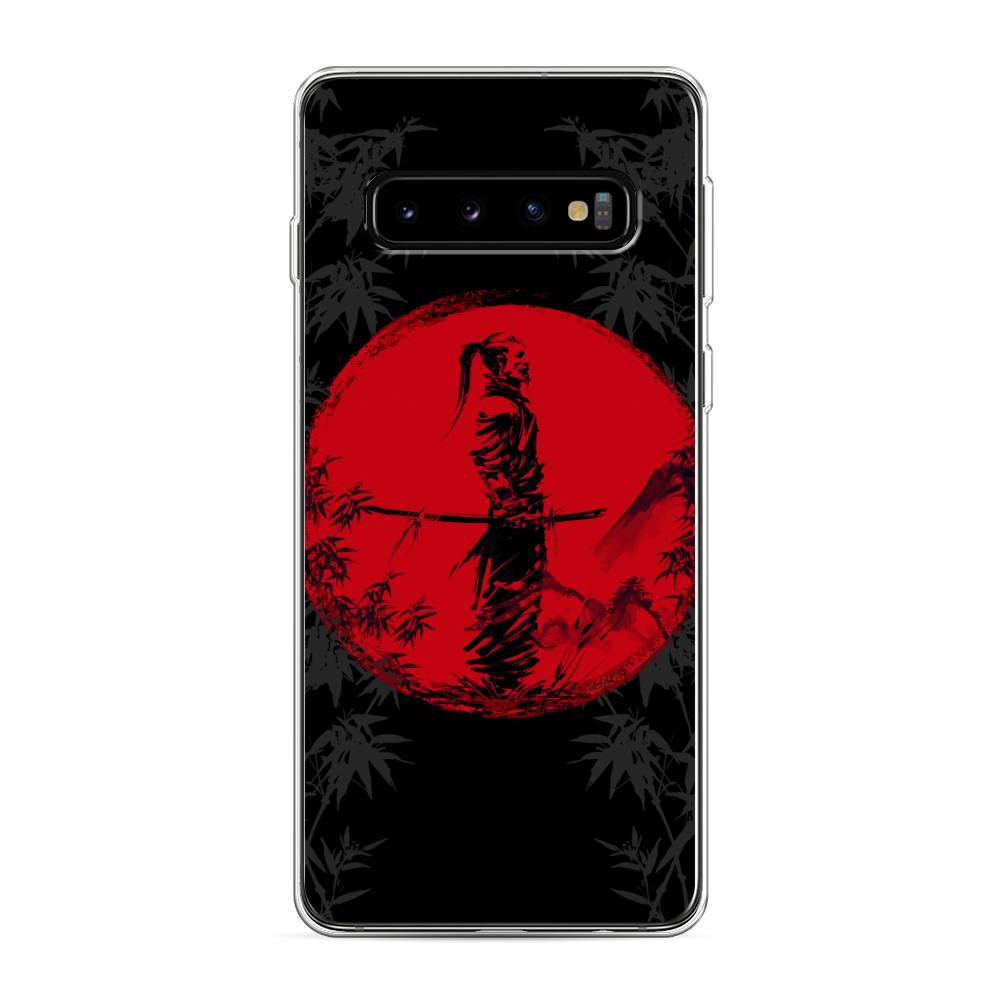 

Чехол на Samsung Galaxy S10 "Самурай на красном фоне", Черный;красный;серый, 27050-4