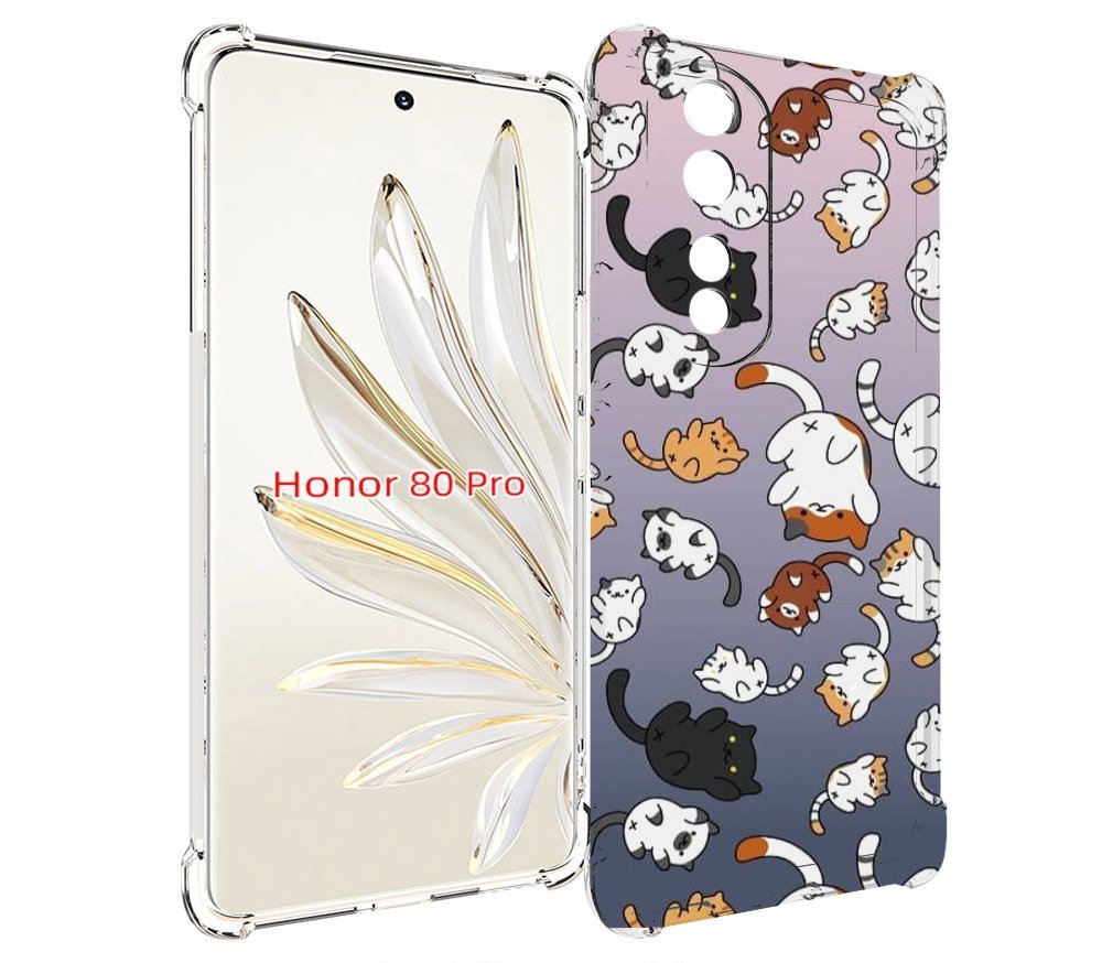 

Чехол MyPads Котики-летают для Honor 80 Pro, Прозрачный, Tocco