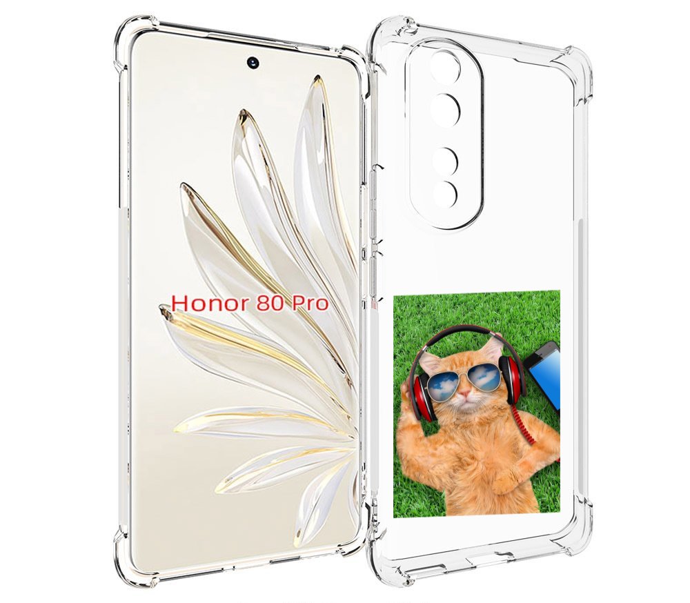 

Чехол MyPads Кот-кайфарик для Honor 80 Pro, Прозрачный, Tocco