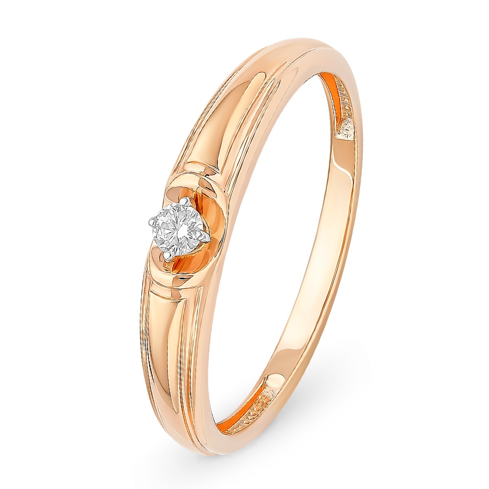 

Кольцо женское из красного золота с бриллиантом 585Gold 101012845, р, 101012845