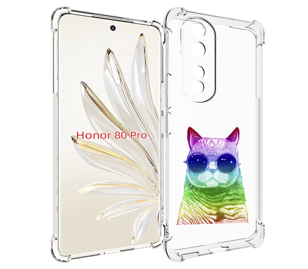 

Чехол MyPads Кот в очках для Honor 80 Pro, Прозрачный, Tocco