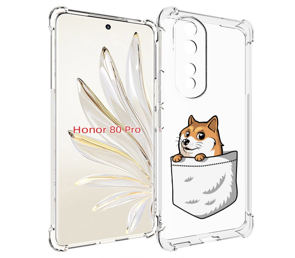 

Чехол MyPads Корги в кармане для Honor 80 Pro, Прозрачный, Tocco