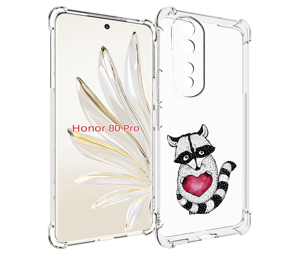

Чехол MyPads Енот с сердечком для Honor 80 Pro, Прозрачный, Tocco