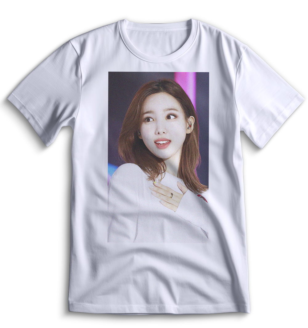 Белая футболка Top T-shirt Twice с символикой K-pop, размер XL, артикул 0077.