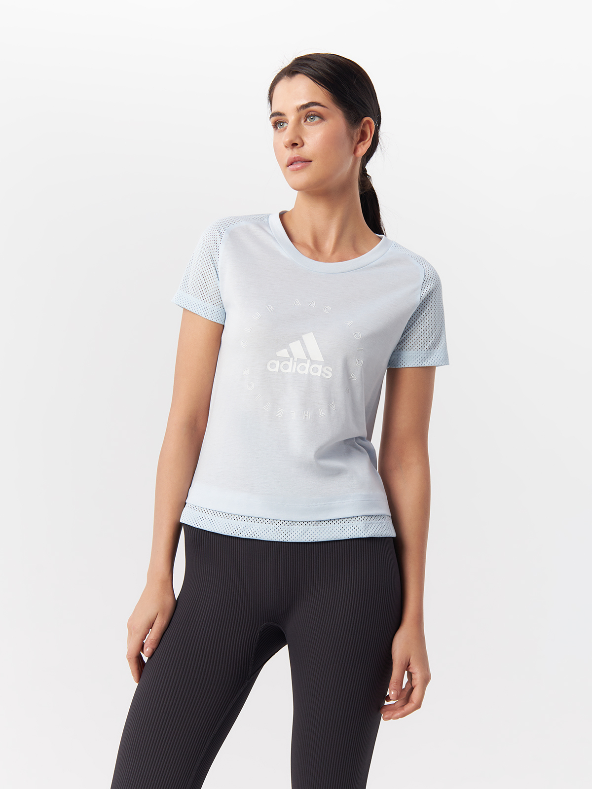 Футболка женская Adidas Slim Graphic FL1842 голубая XS