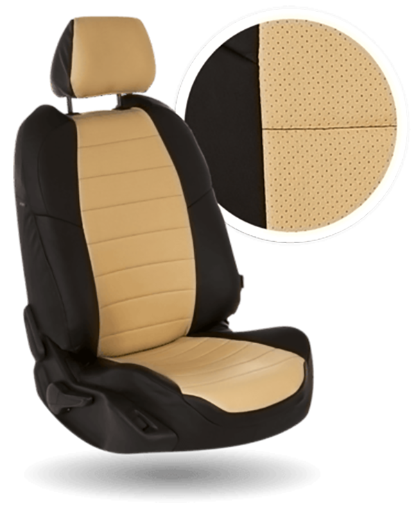 

Авточехлы Автопилот Renault Kaptur I с 16г. Экокожа / Черный + Бежевый