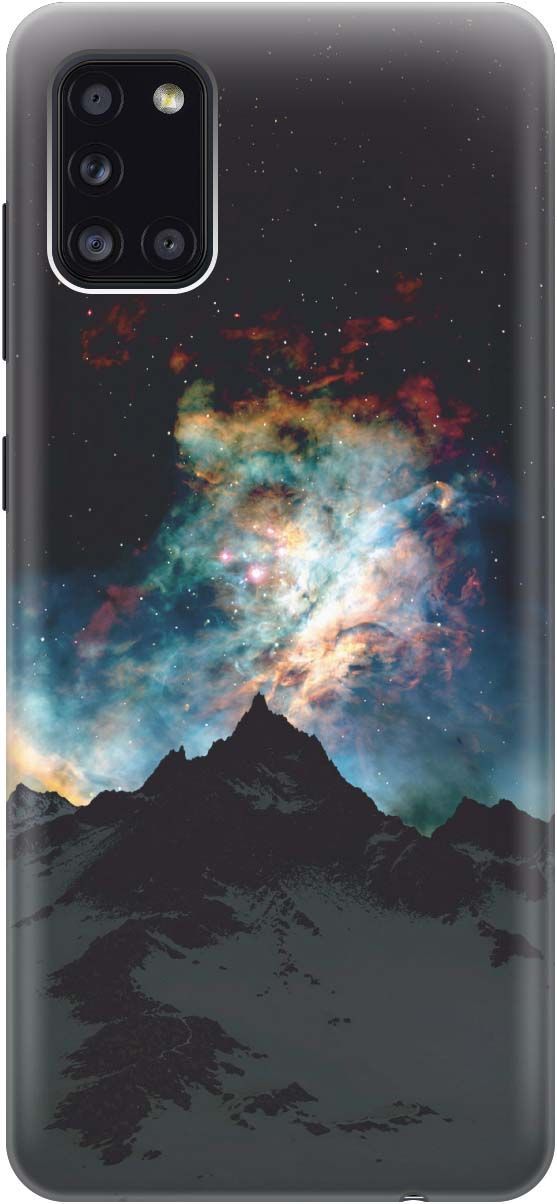 

Силиконовый чехол на Samsung Galaxy A31 "Горы и звезды", Синий;черный, 190