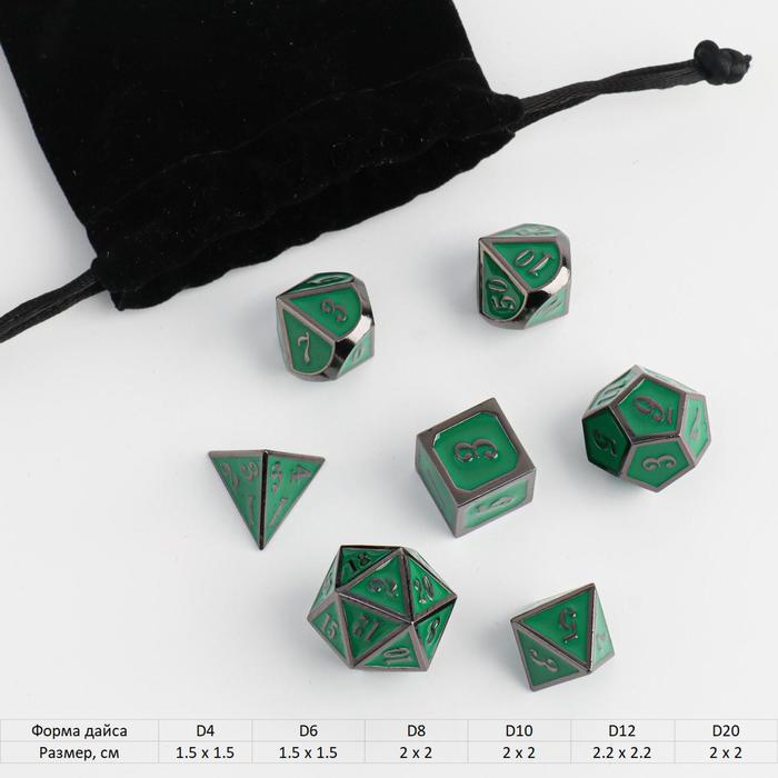 

Набор кубиков для D&D (Dungeons and Dragons, ДнД), "Изумруд", 7 шт