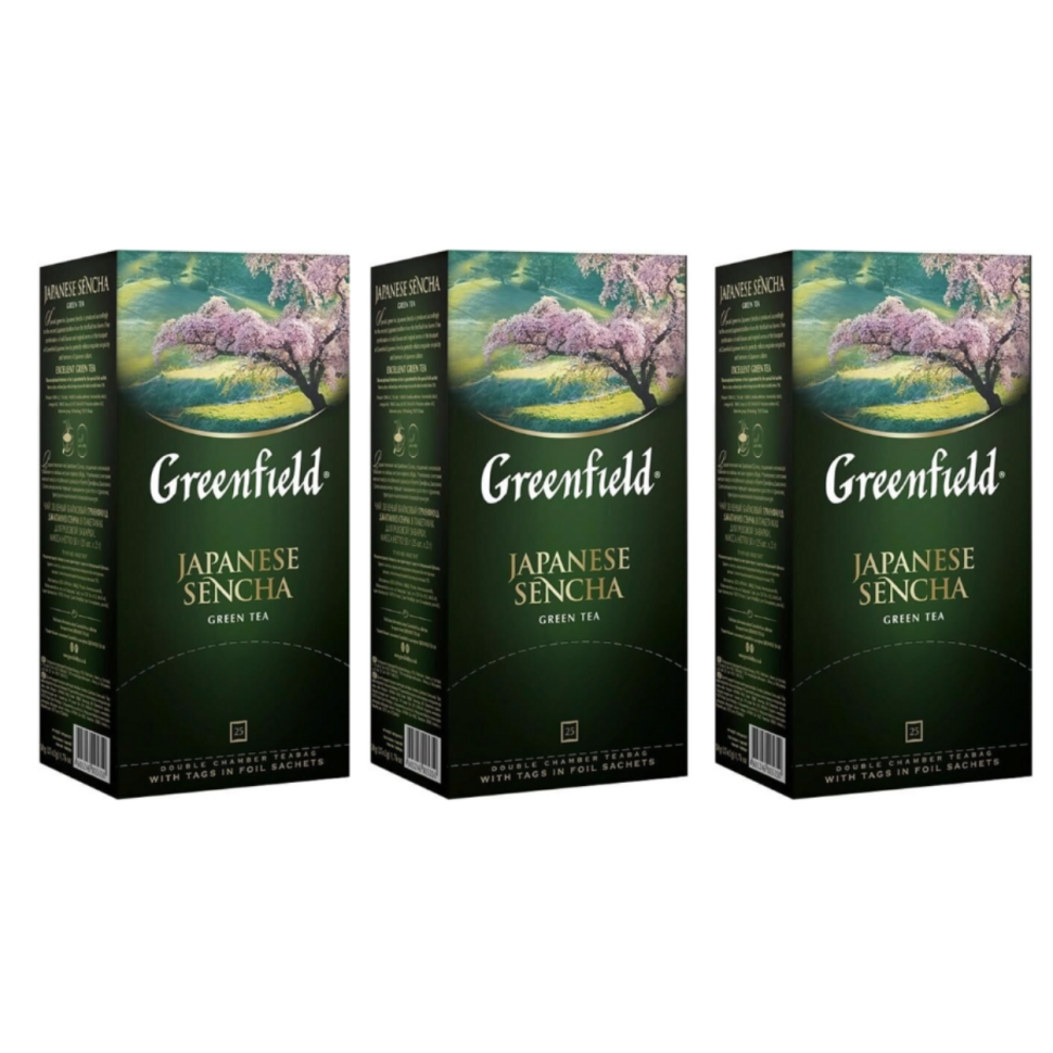 

Чай зеленый Greenfield Japanese Sencha, 3 упаковки по 25 пакетиков