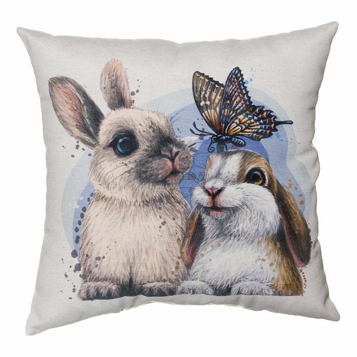 Подушка Nat Зайцы 35 х 35 см хлопок белая