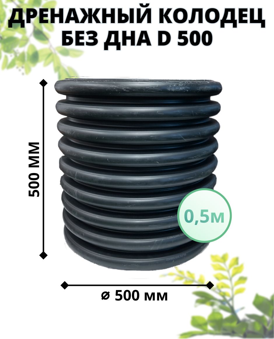 Дренажный колодец Астра 31038 без дна, 500 мм, высота 0.5 м, с черным люком