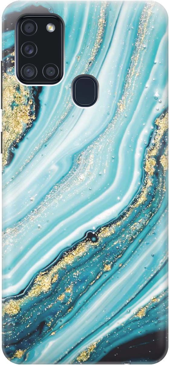 

Силиконовый чехол на Samsung Galaxy A21s "Зеленый мрамор", Белый;зеленый, 188