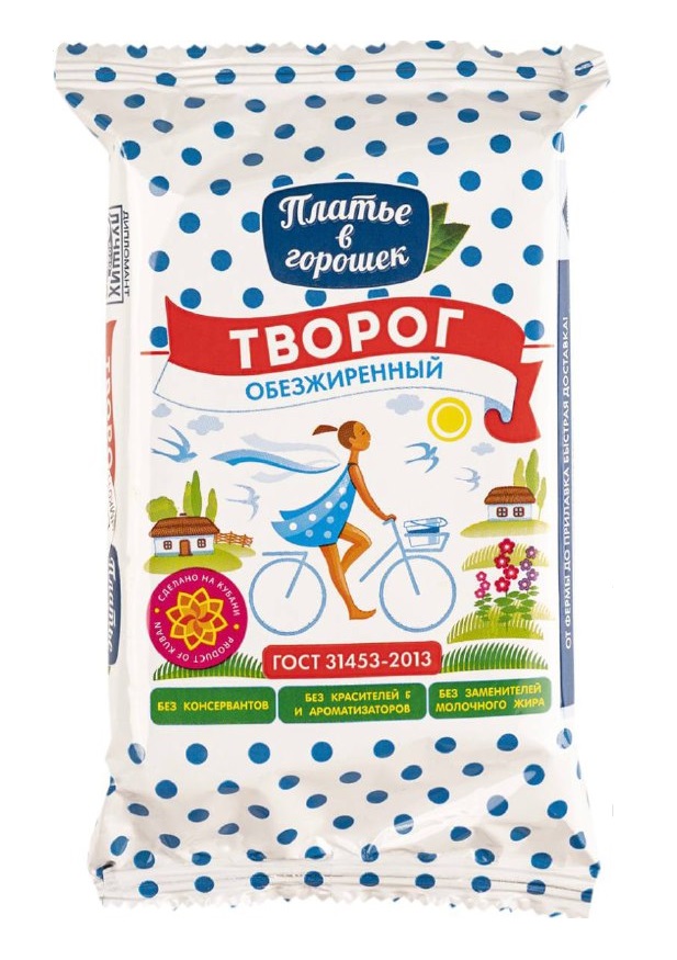 

Творог Платье в горошек обезжиренный, 1,8%, 180 г