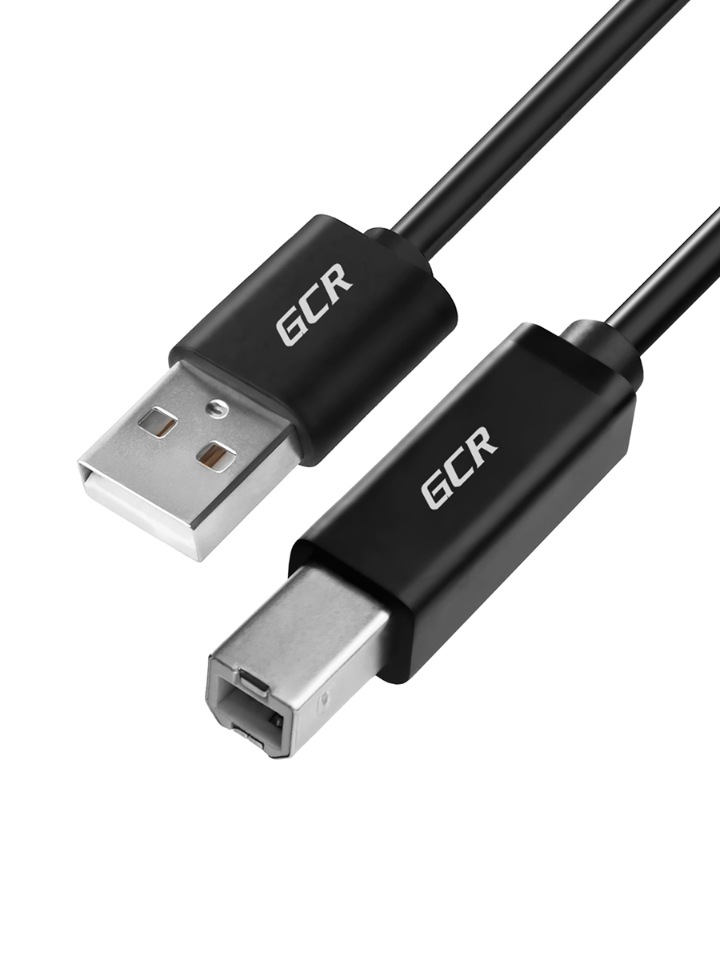 фото Gcr кабель 1.0м usb 2.0, am/bm, черный, 28/28 awg