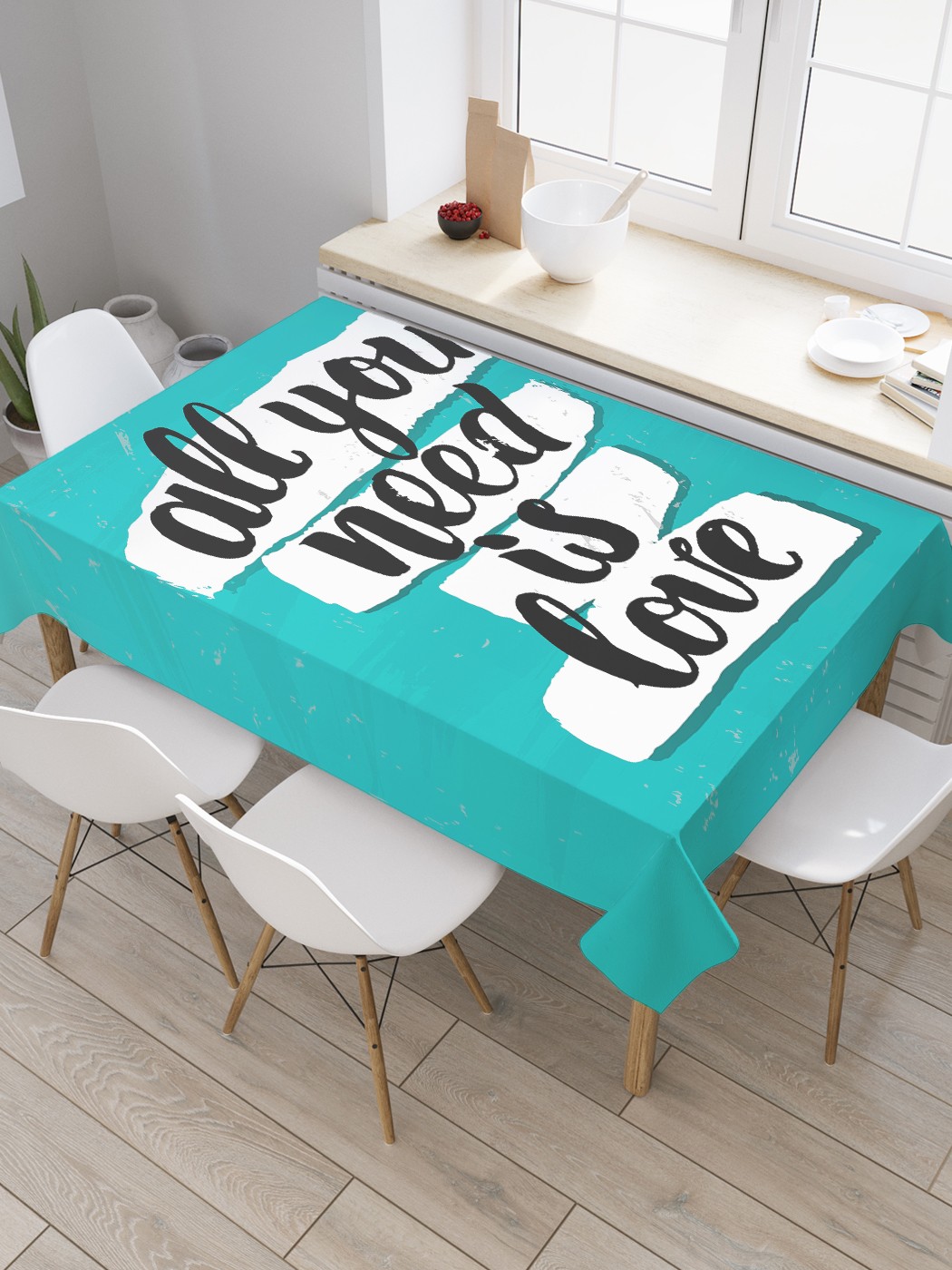 

Скатерть прямоугольная JoyArty "Цитата на полосках" из оксфорда, 120x145 см, Голубой, Цитата на полосках