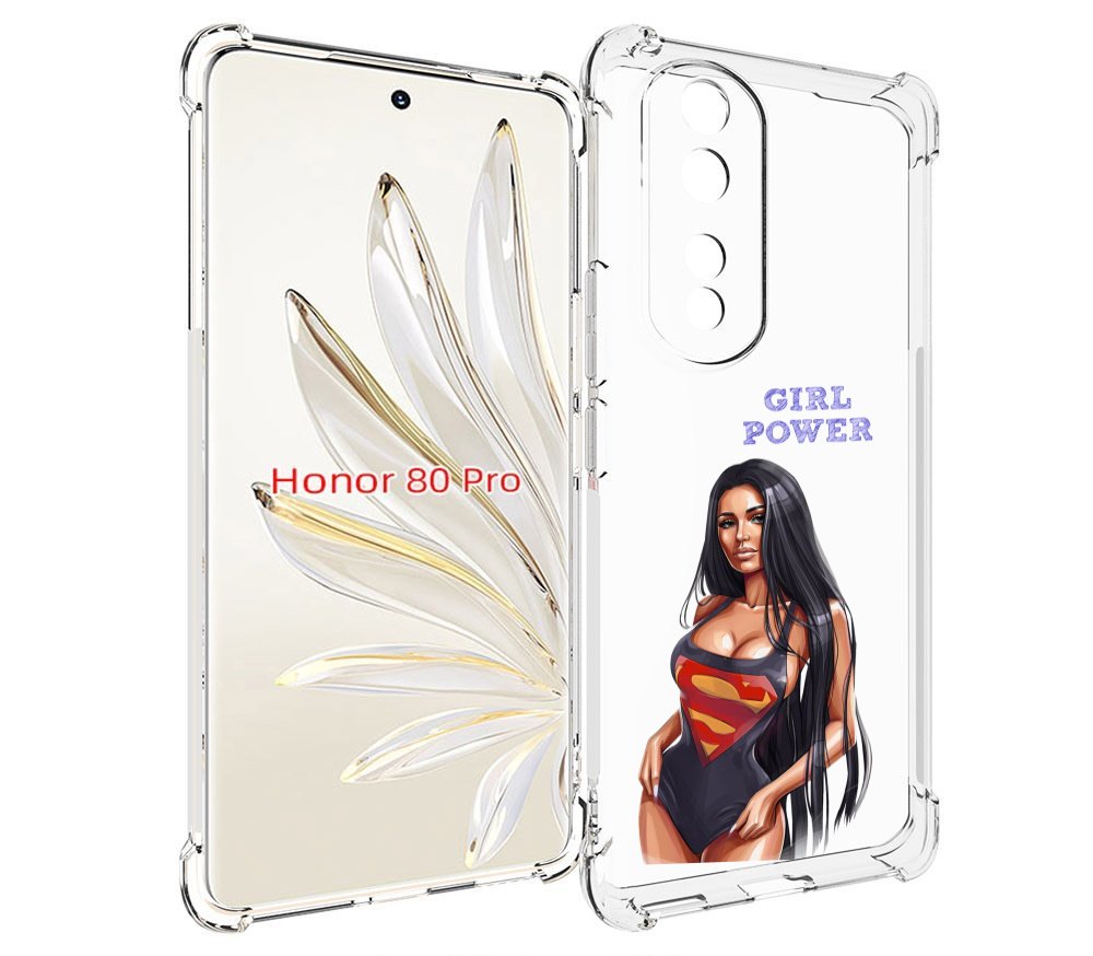

Чехол MyPads Девушка-супермен женский для Honor 80 Pro, Прозрачный, Tocco