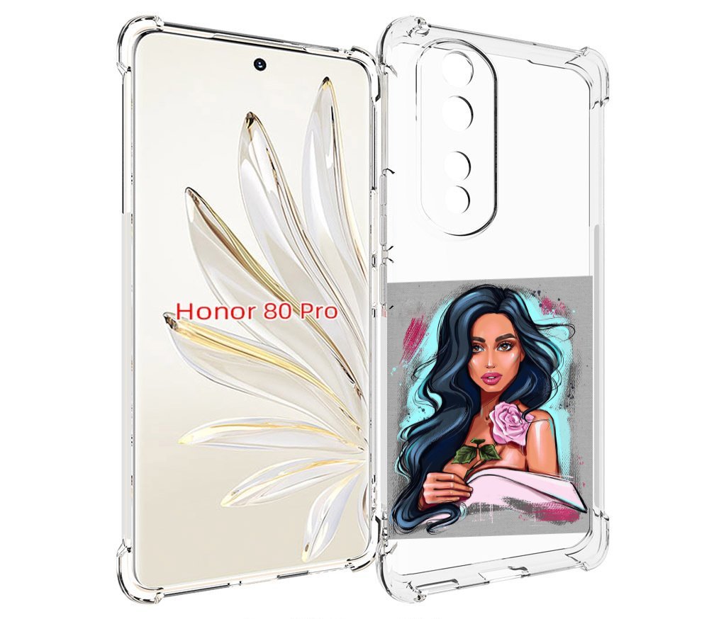 

Чехол MyPads Девушка-с-розовой-розочкой женский для Honor 80 Pro, Прозрачный, Tocco