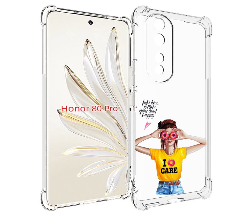 

Чехол MyPads Девушка-с-пончиками женский для Honor 80 Pro, Прозрачный, Tocco