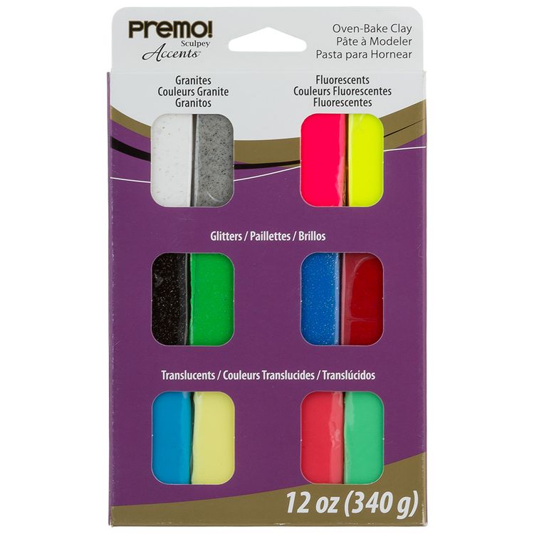 

Полимерная глина Sculpey Premo Sampler Pack VMS-12 Mixed effects, 340 г, Серый;розовый;желтый;золотистый;зеленый