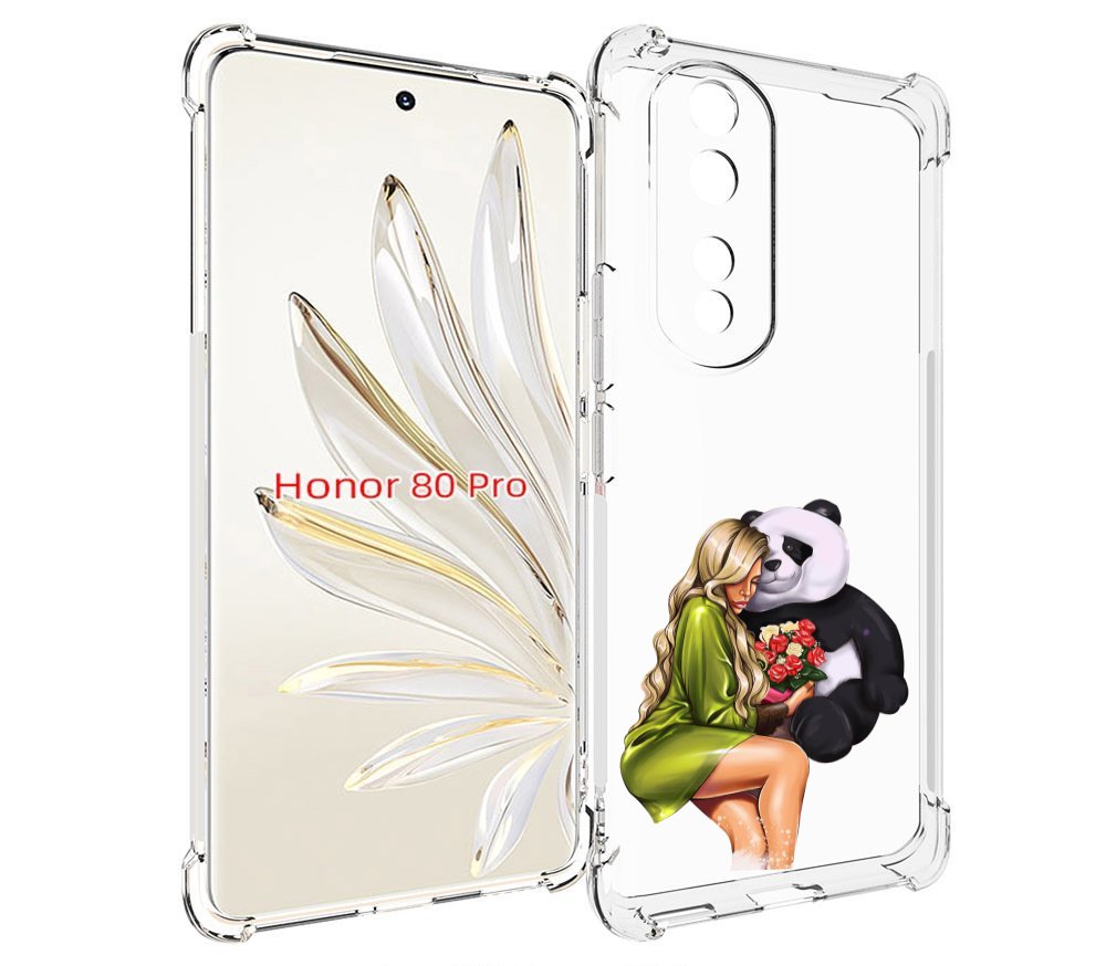 

Чехол MyPads Девушка-с-пандой-с-букетом женский для Honor 80 Pro, Прозрачный, Tocco